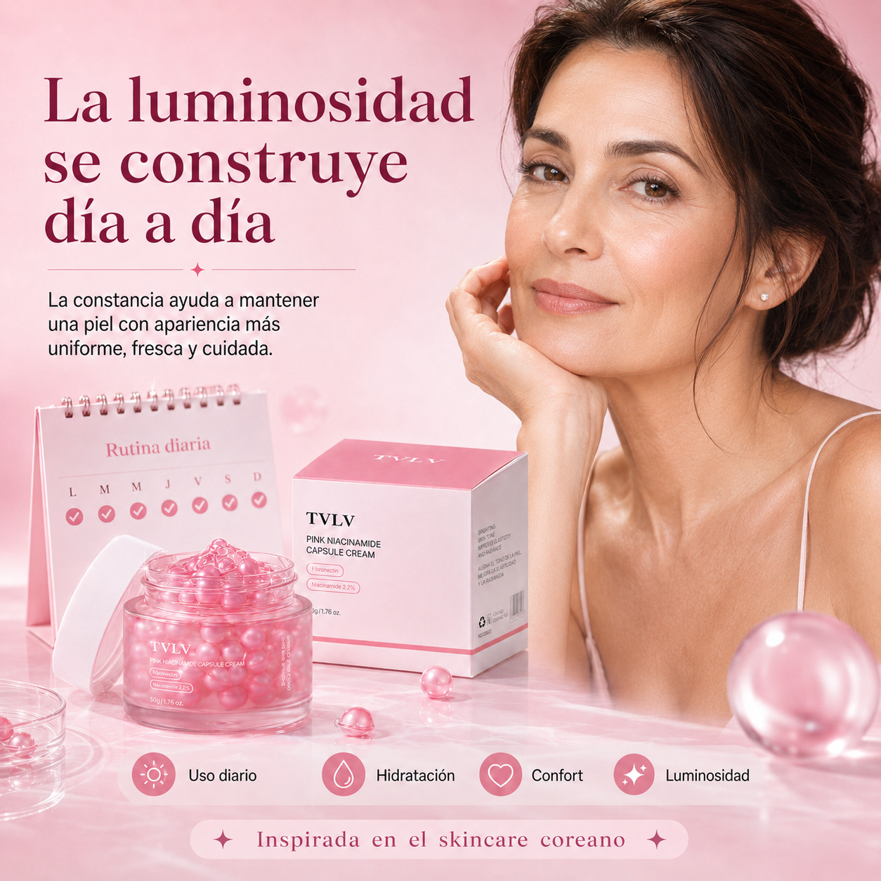 Crema Facial Iluminadora con Centella Asiática, Niacinamida y Ácido Hialurónico