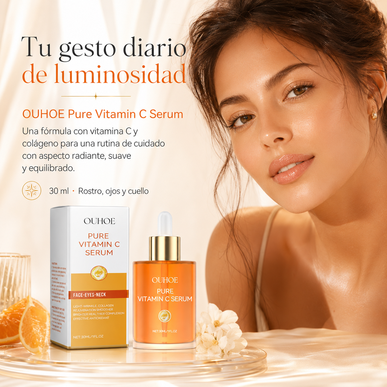Sérum Facial de Vitamina C Pura con Colágeno OUHOE 30 ml