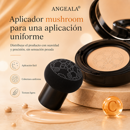 ANGEALA CC Cream Cushion con Vitamina C SPF 50 PA+++ | Base Correctora de Alta Cobertura