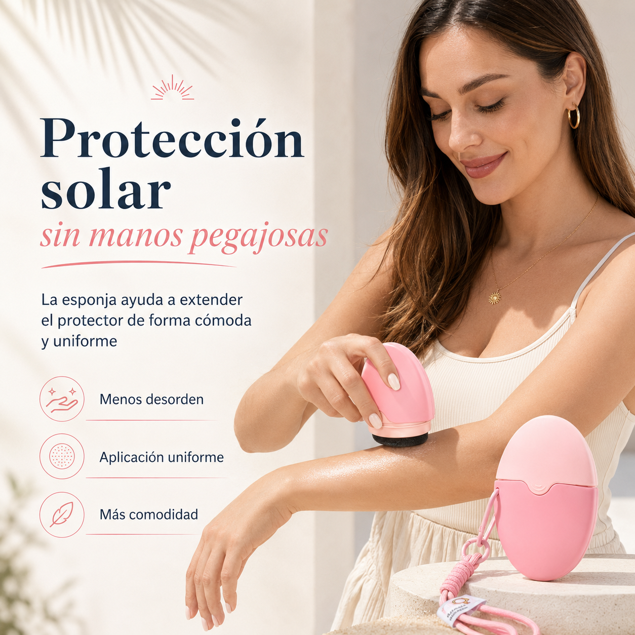 Aplicador de Protector Solar Recargable 55 ml para Niños y Adultos | Esponja Portátil en Colores