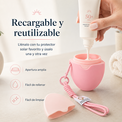 Aplicador de Protector Solar Recargable 55 ml para Niños y Adultos | Esponja Portátil en Colores