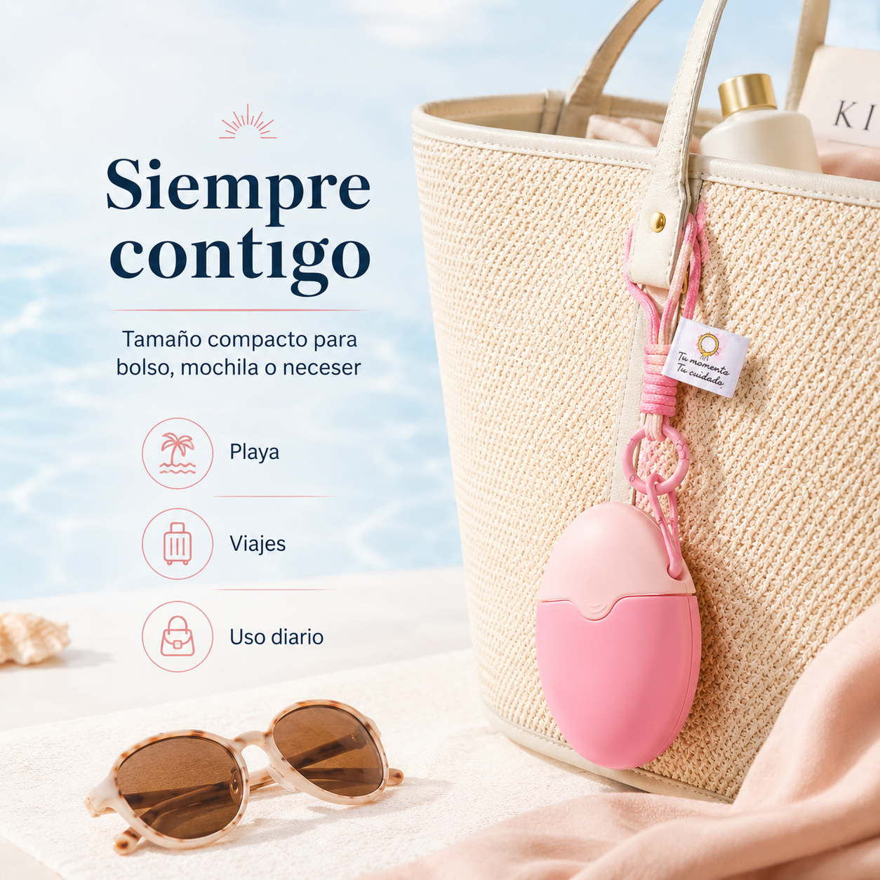 Aplicador de Protector Solar Recargable 55 ml para Niños y Adultos | Esponja Portátil en Colores