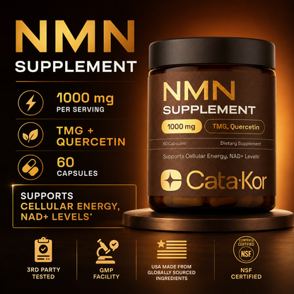 Cata-Kor NMN Supplement con Quercetina, TMG y Resveratrol – Apoyo a la Energía Celular y Niveles de NAD+