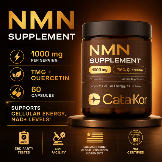 Cata-Kor NMN Supplement con Quercetina, TMG y Resveratrol – Apoyo a la Energía Celular y Niveles de NAD+