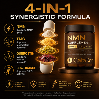 Cata-Kor NMN Supplement con Quercetina, TMG y Resveratrol – Apoyo a la Energía Celular y Niveles de NAD+
