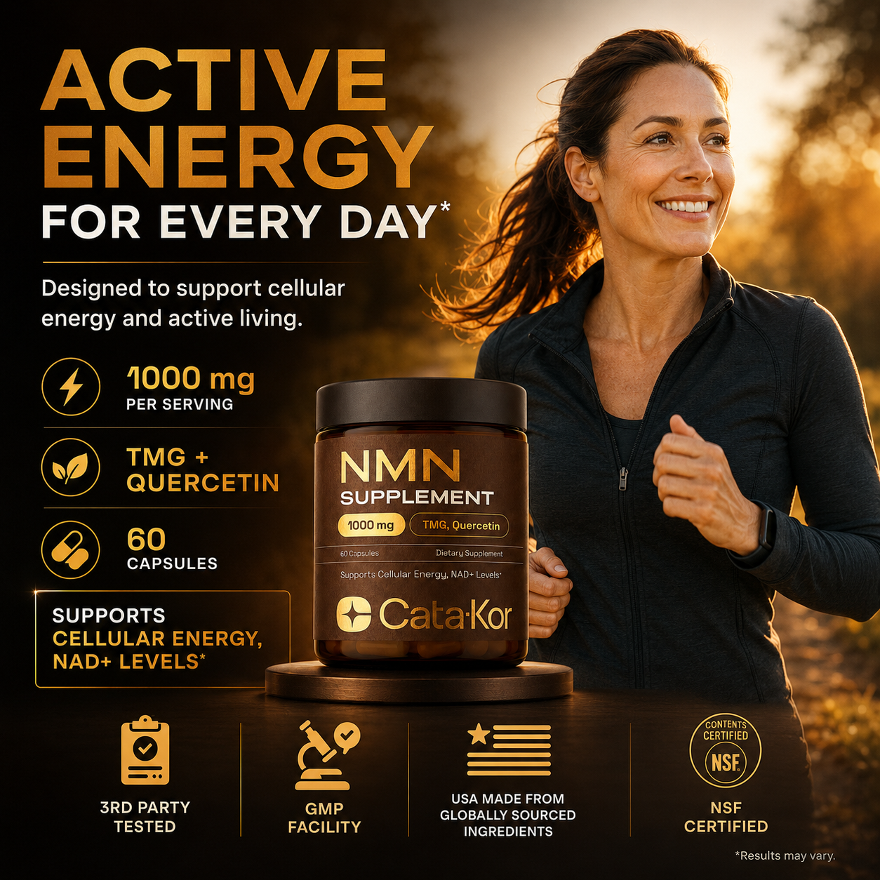 Cata-Kor NMN Supplement con Quercetina, TMG y Resveratrol – Apoyo a la Energía Celular y Niveles de NAD+