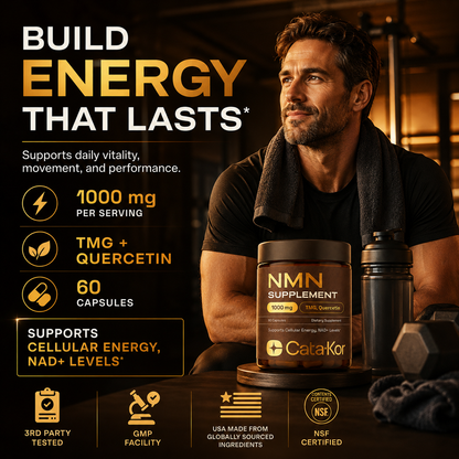 Cata-Kor NMN Supplement con Quercetina, TMG y Resveratrol – Apoyo a la Energía Celular y Niveles de NAD+