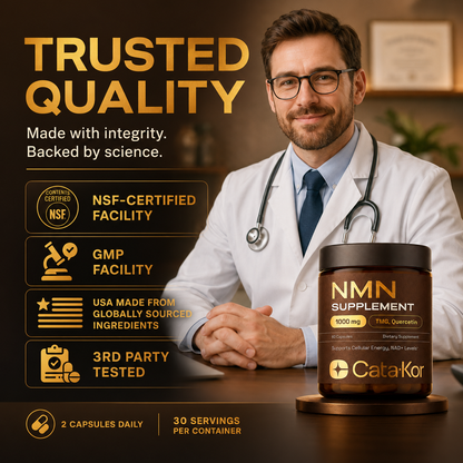 Cata-Kor NMN Supplement con Quercetina, TMG y Resveratrol – Apoyo a la Energía Celular y Niveles de NAD+