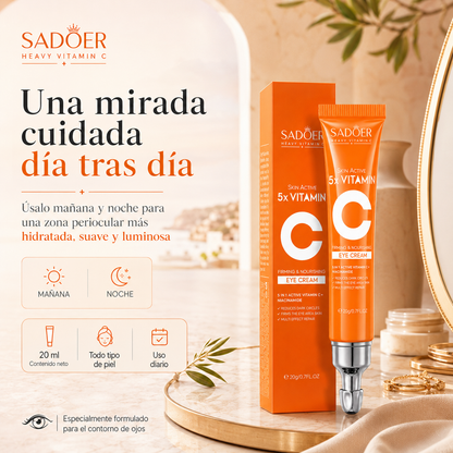 Contorno de Ojos SADOER con Vitamina C + Niacinamida 20 ml | Atenúa Ojeras, Hidrata y Suaviza la Mirada