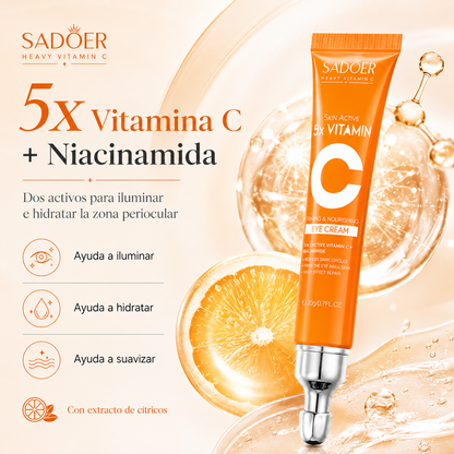 Contorno de Ojos SADOER con Vitamina C + Niacinamida 20 ml | Atenúa Ojeras, Hidrata y Suaviza la Mirada