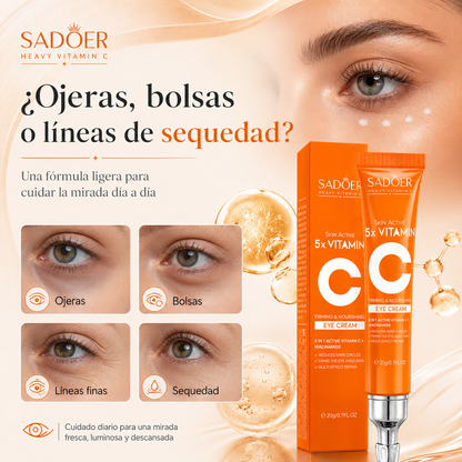 Contorno de Ojos SADOER con Vitamina C + Niacinamida 20 ml | Atenúa Ojeras, Hidrata y Suaviza la Mirada