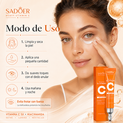 Contorno de Ojos SADOER con Vitamina C + Niacinamida 20 ml | Atenúa Ojeras, Hidrata y Suaviza la Mirada