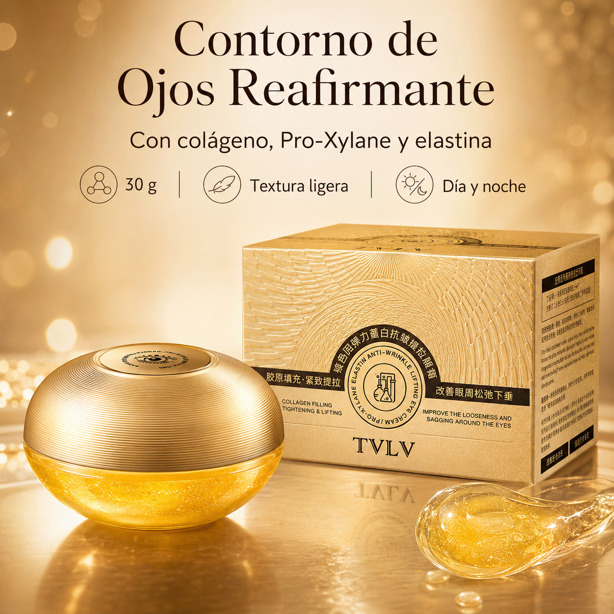 TVLV Contorno de Ojos Reafirmante con Colágeno, Pro-Xylane y Elastina 30g