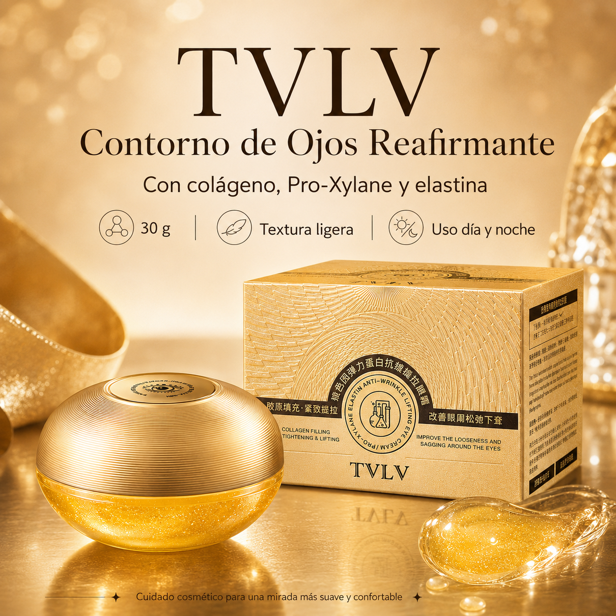 TVLV Contorno de Ojos Reafirmante con Colágeno, Pro-Xylane y Elastina 30g