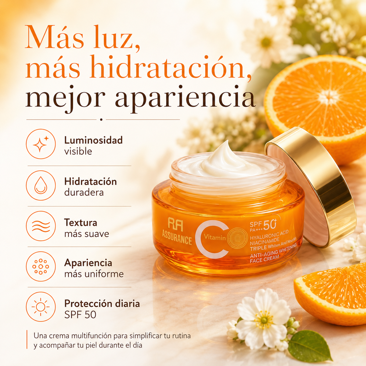 Crema Facial Antioxidante con Vitamina C, Niacinamida y SPF 50