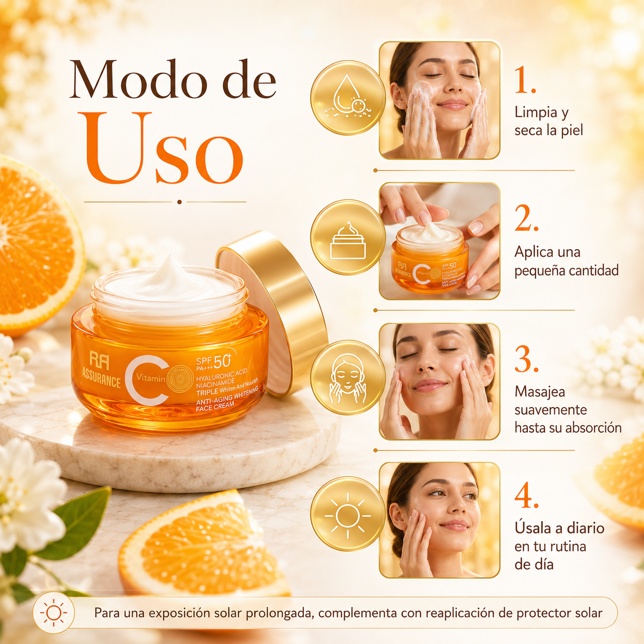Crema Facial Antioxidante con Vitamina C, Niacinamida y SPF 50
