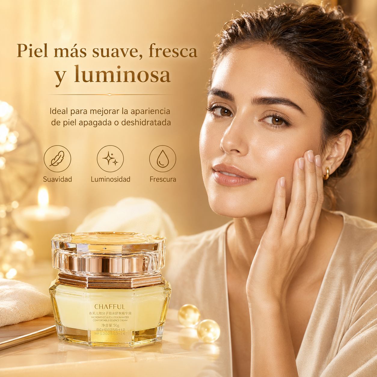 Crema Facial CHAFFUL Micromolecular Lock in Water 50g | Hidratante, Calmante y Suavizante para Piel Seca