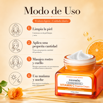 Crema Facial FAYANKOU con Vitamina C 50g | Hidratación, Luminosidad y Tono Uniforme