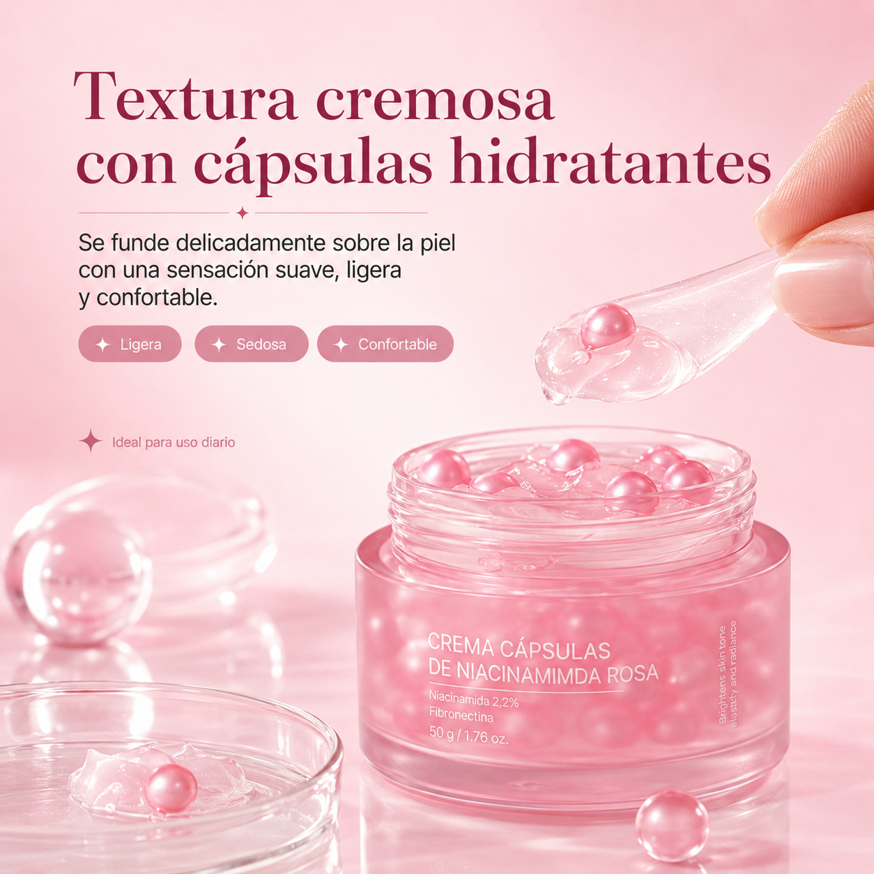 Crema Facial Iluminadora con Centella Asiática, Niacinamida y Ácido Hialurónico