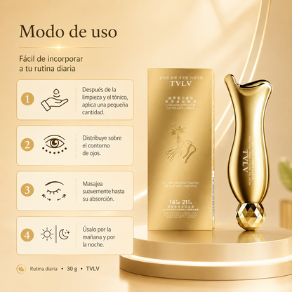 TVLV Crema Reafirmante y Lifting para Contorno de Ojos con Colágeno, Ginseng y Extractos Botánicos — 30 g
