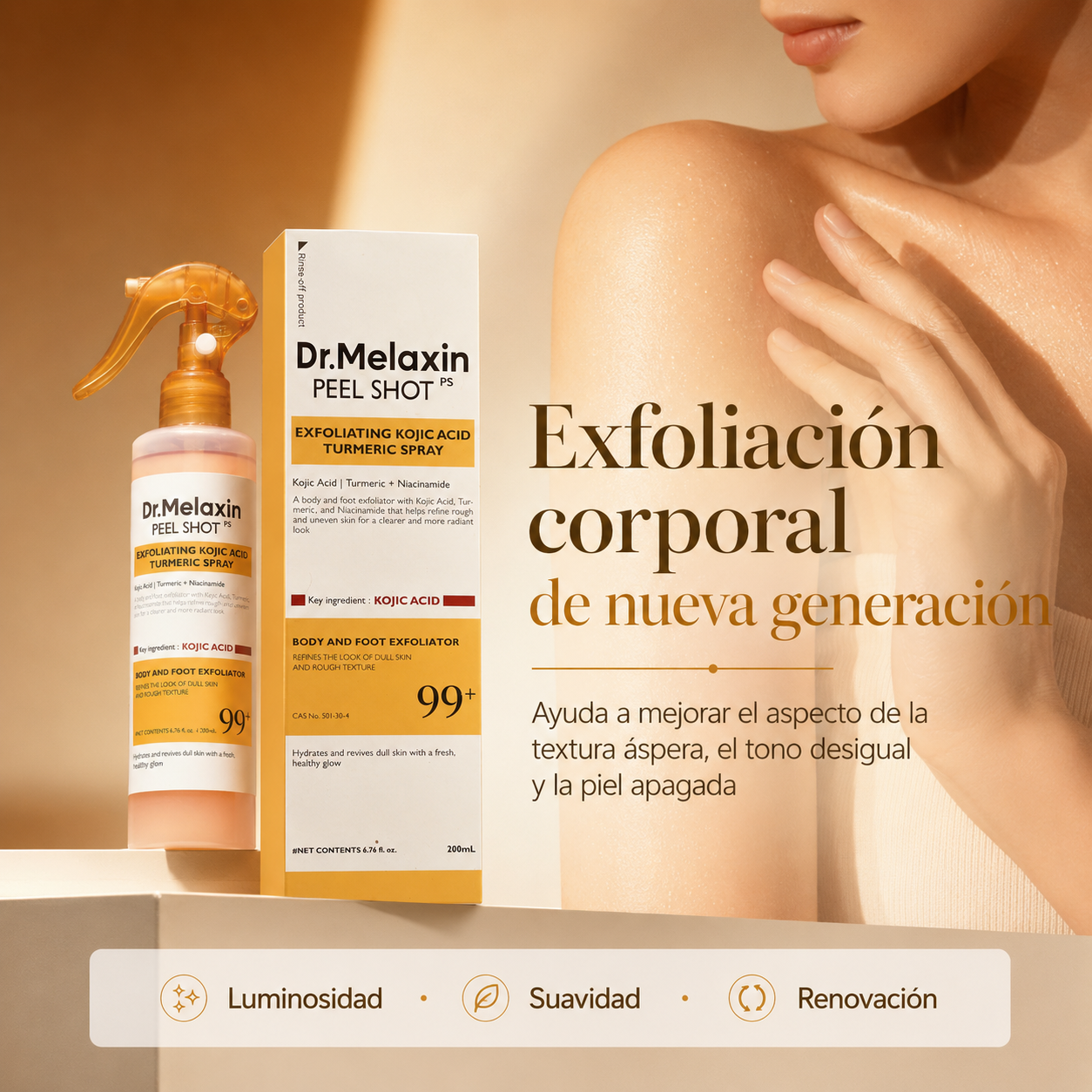 Dr. Melaxin Peel Shot Spray Exfoliante de Ácido Kójico y Cúrcuma