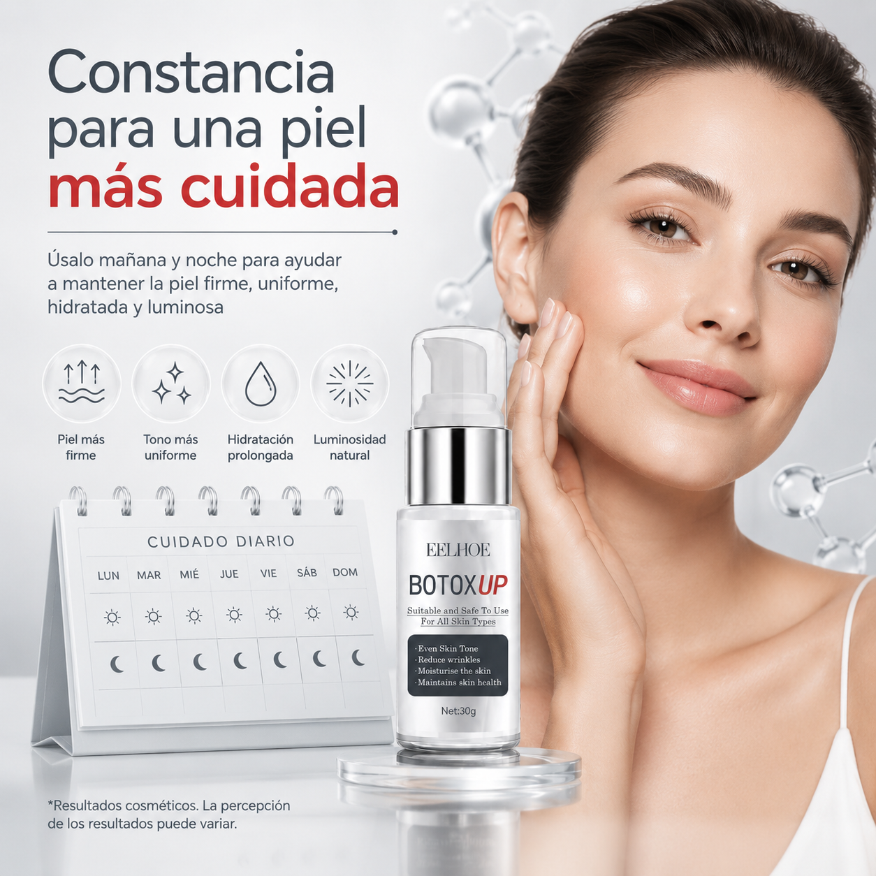 EELHOE Botox Up Sérum Facial Antiarrugas 30 g | Efecto Tensor, Niacinamida, Vitamina C y Péptidos