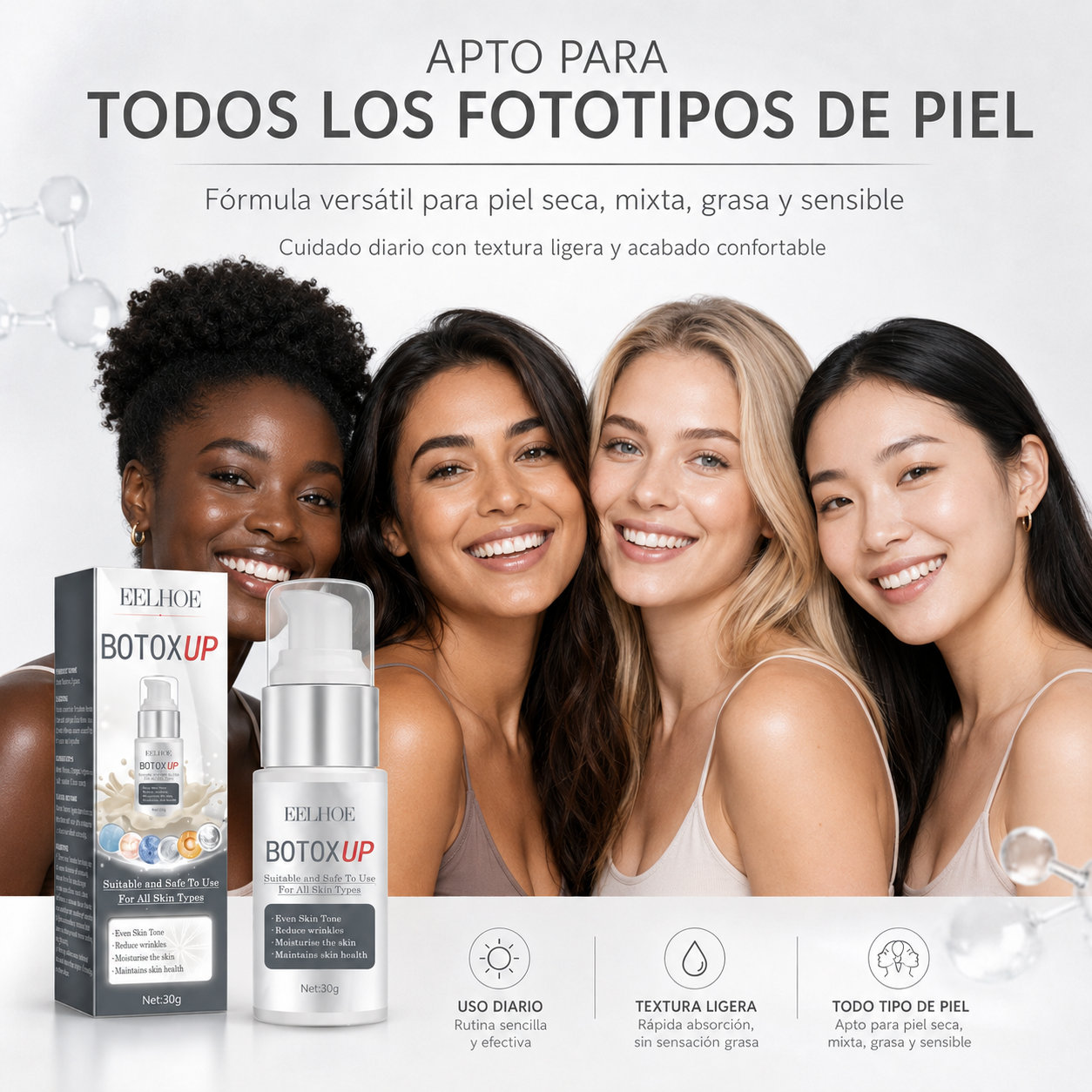 EELHOE Botox Up Sérum Facial Antiarrugas 30 g | Efecto Tensor, Niacinamida, Vitamina C y Péptidos