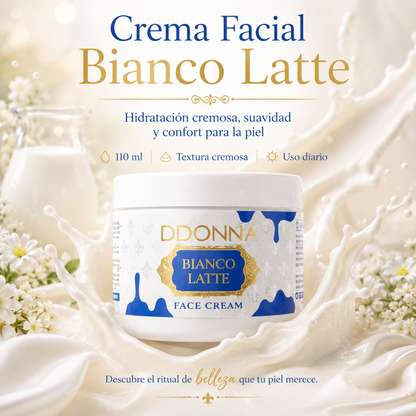 Crema Facial Hidratante D’DONNA Bianco Latte 110 ml | Textura Cremosa, Piel Suave y Aroma Lactado