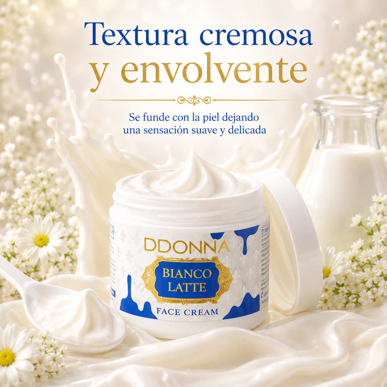 Crema Facial Hidratante D’DONNA Bianco Latte 110 ml | Textura Cremosa, Piel Suave y Aroma Lactado