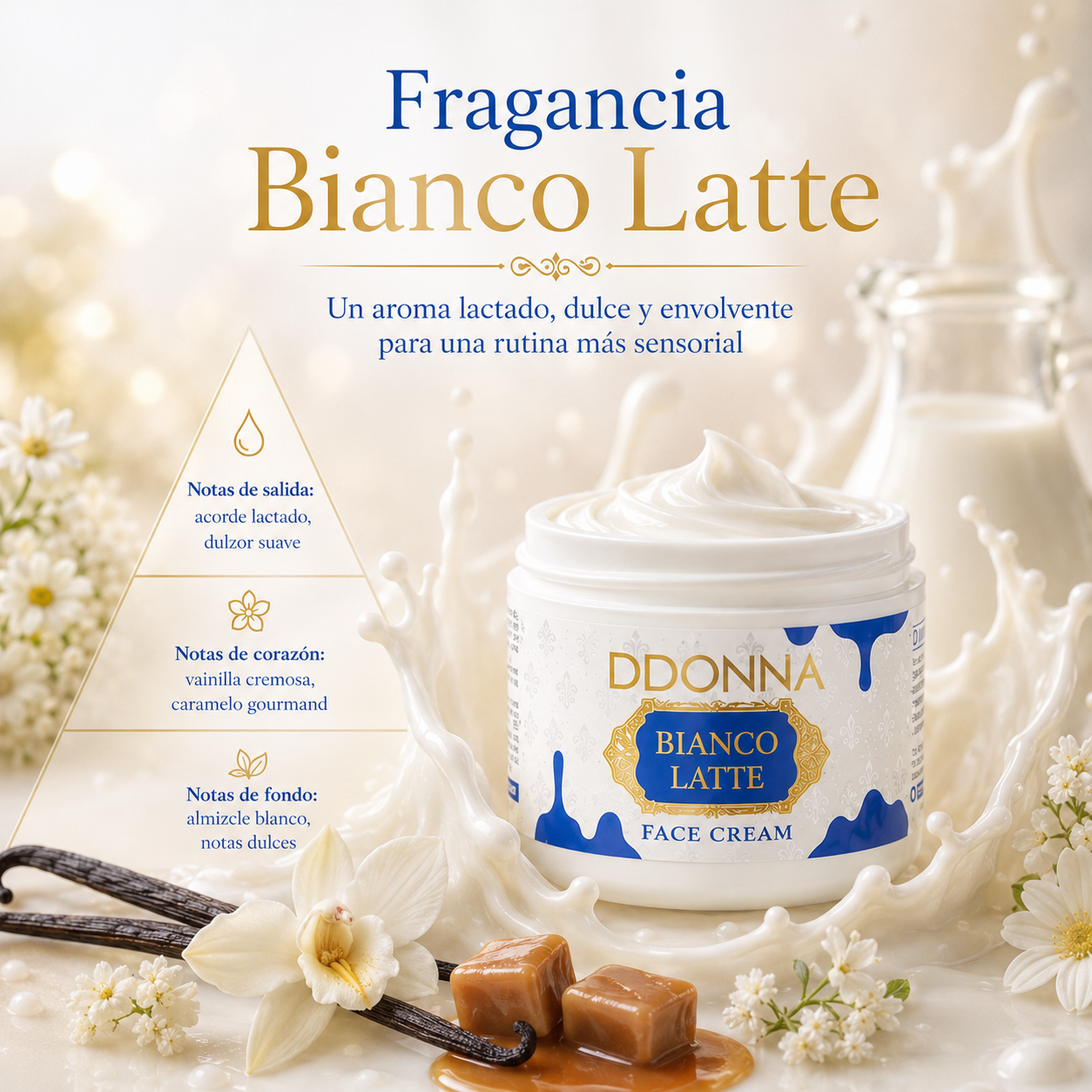 Crema Facial Hidratante D’DONNA Bianco Latte 110 ml | Textura Cremosa, Piel Suave y Aroma Lactado