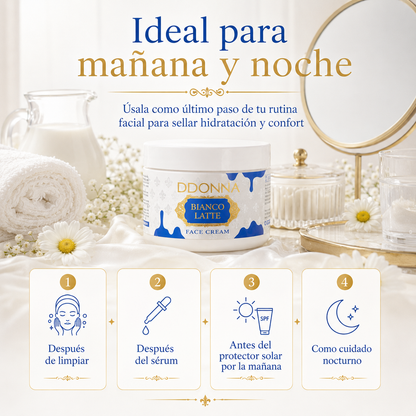 Crema Facial Hidratante D’DONNA Bianco Latte 110 ml | Textura Cremosa, Piel Suave y Aroma Lactado