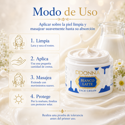 Crema Facial Hidratante D’DONNA Bianco Latte 110 ml | Textura Cremosa, Piel Suave y Aroma Lactado