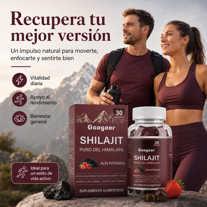 Gomitas de Shilajit Puro del Himalaya Googeer – Alta Potencia para Energía, Vitalidad, Enfoque Mental y Bienestar Diario | 30 Gomitas
