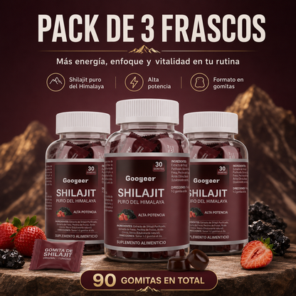 Gomitas de Shilajit Puro del Himalaya Googeer – Alta Potencia para Energía, Vitalidad, Enfoque Mental y Bienestar Diario | 30 Gomitas