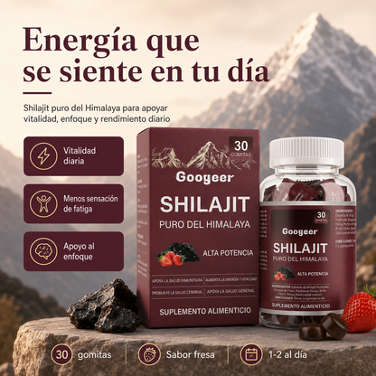 Gomitas de Shilajit Puro del Himalaya Googeer – Alta Potencia para Energía, Vitalidad, Enfoque Mental y Bienestar Diario | 30 Gomitas