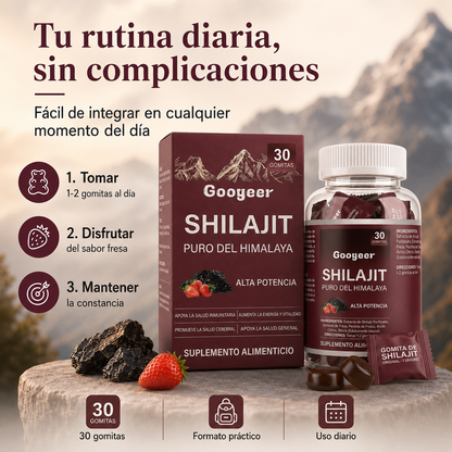 Gomitas de Shilajit Puro del Himalaya Googeer – Alta Potencia para Energía, Vitalidad, Enfoque Mental y Bienestar Diario | 30 Gomitas