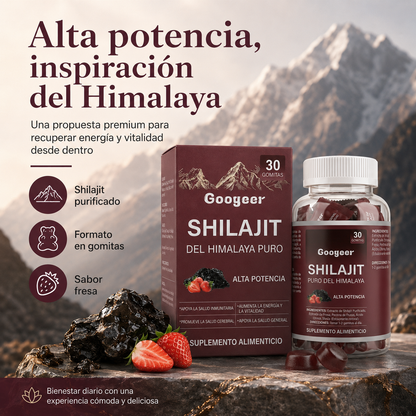 Gomitas de Shilajit Puro del Himalaya Googeer – Alta Potencia para Energía, Vitalidad, Enfoque Mental y Bienestar Diario | 30 Gomitas