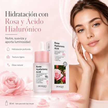 Hidratante de Rosa con Ácido Hialurónico 30 ml | Piel Suave y Luminosa