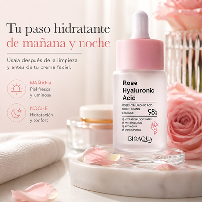Hidratante de Rosa con Ácido Hialurónico 30 ml | Piel Suave y Luminosa