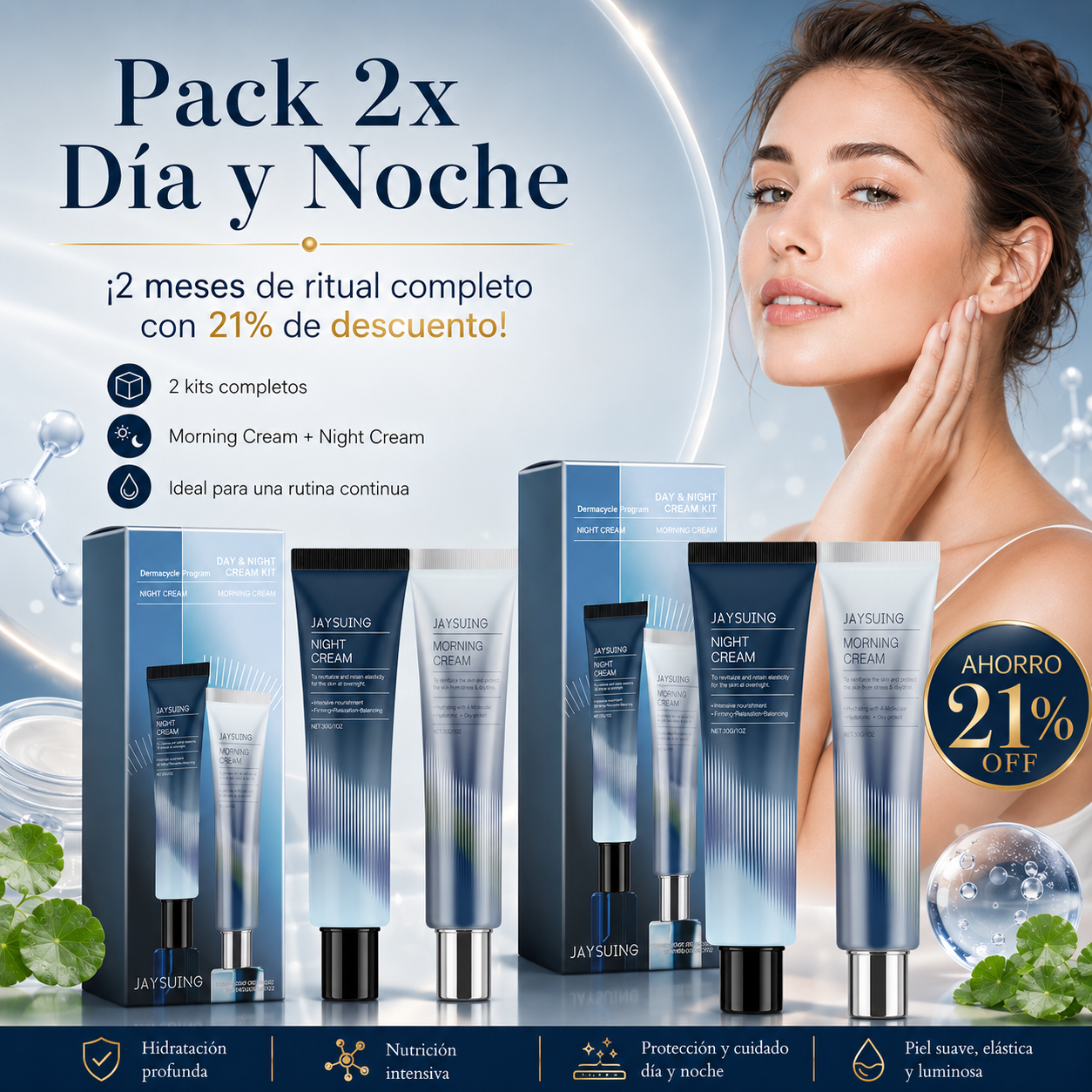Dúo Facial Día y Noche con Centella Asiática – Rutina Hidratante y Anti-Edad 24H