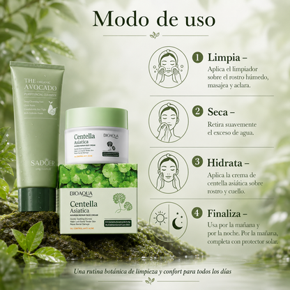 Kit Facial Aguacate & Centella Asiática – Limpieza, Hidratación y Confort