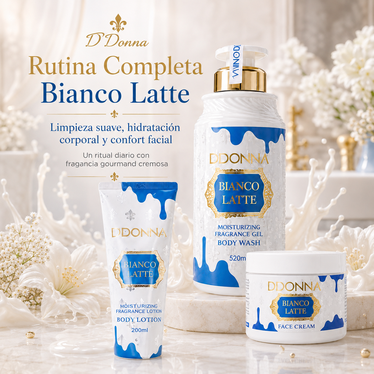 Kit D’DONNA Bianco Latte | Ritual Gourmand de Limpieza, Hidratación y Suavidad