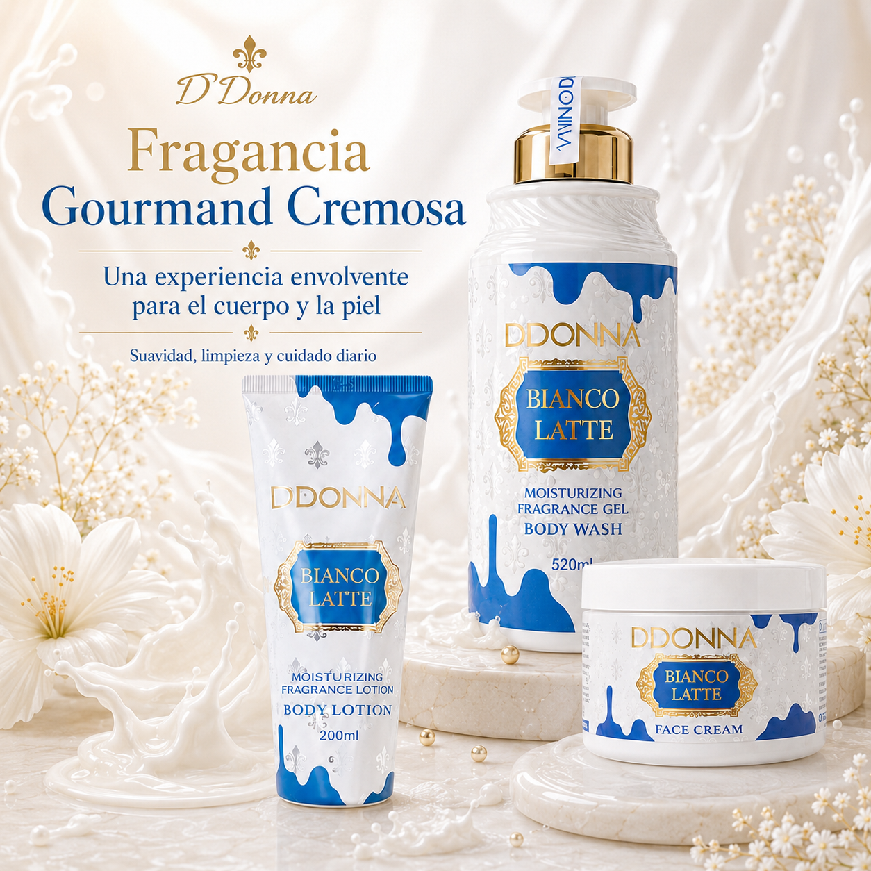 Kit D’DONNA Bianco Latte | Ritual Gourmand de Limpieza, Hidratación y Suavidad