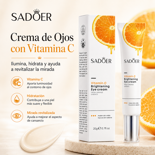 Crema de Ojos con Vitamina C SADOER 20g | Hidratación, Luminosidad y Cuidado del Contorno de Ojos