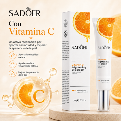 Crema de Ojos con Vitamina C SADOER 20g | Hidratación, Luminosidad y Cuidado del Contorno de Ojos