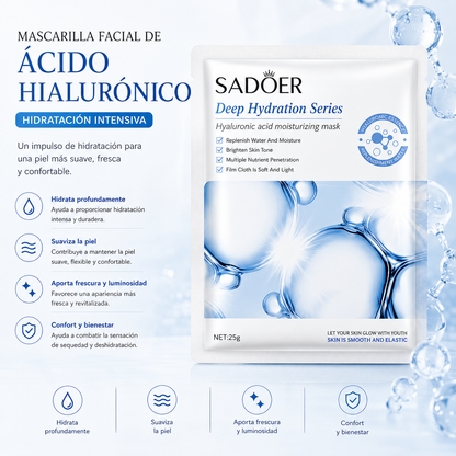 Mascarilla Facial de Ácido Hialurónico | Hidratación Intensiva