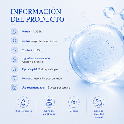 Mascarilla Facial de Ácido Hialurónico | Hidratación Intensiva