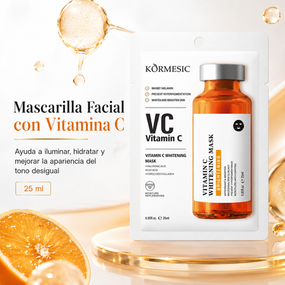 Mascarilla Facial KORMESIC Vitamina C y Ácido Kójico 25 ml | Iluminadora, Hidratante y Tono Uniforme