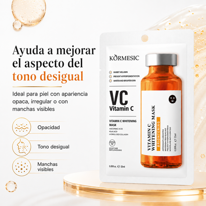 Mascarilla Facial KORMESIC Vitamina C y Ácido Kójico 25 ml | Iluminadora, Hidratante y Tono Uniforme
