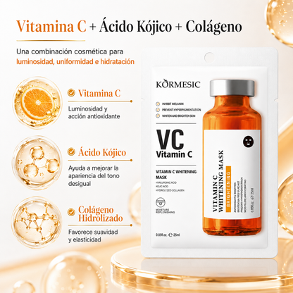 Mascarilla Facial KORMESIC Vitamina C y Ácido Kójico 25 ml | Iluminadora, Hidratante y Tono Uniforme